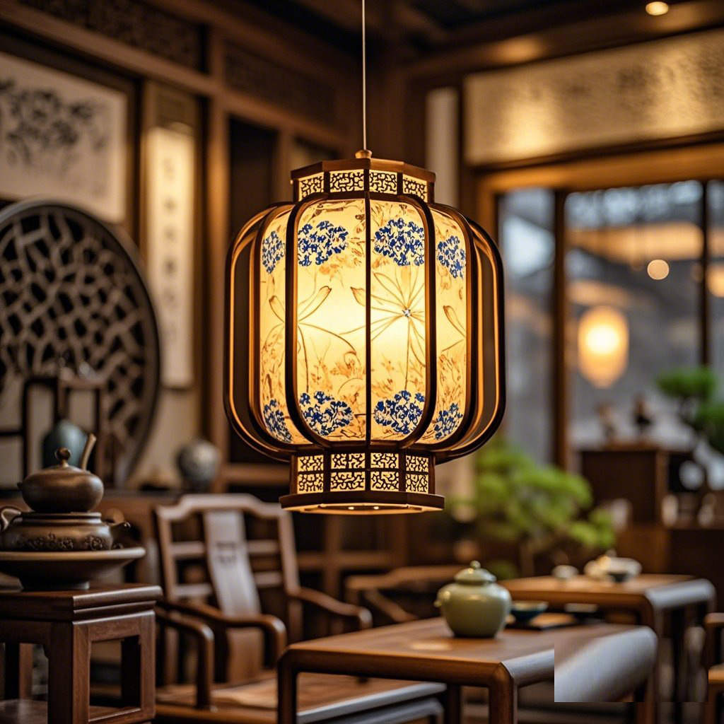 新中式禅意吊灯中国风复古茶楼饭店酒店国潮风灯笼古式灯具